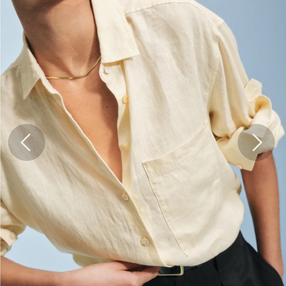 AYR Cream Button-Down Linen Shirt - Picture 2 of 6